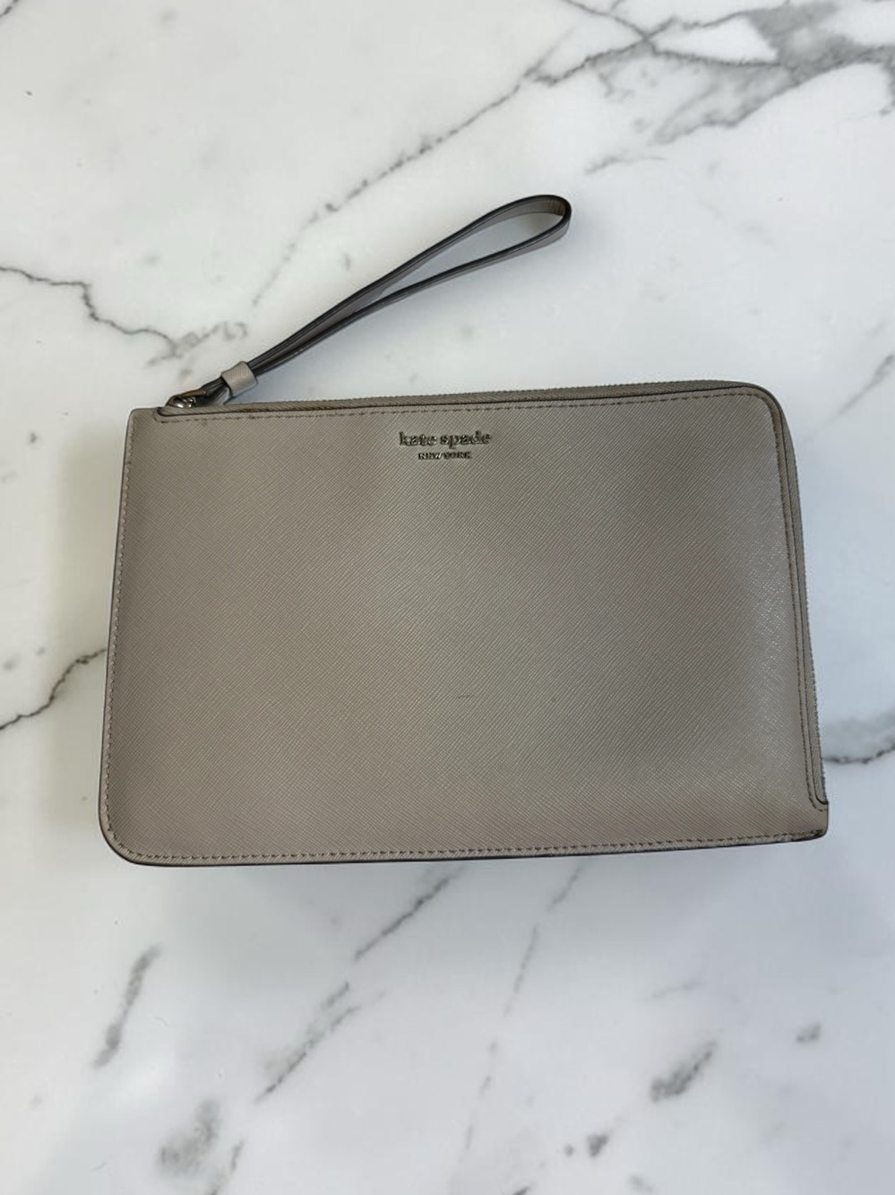 kate spade Taupe Saffiano Leather Wristlet